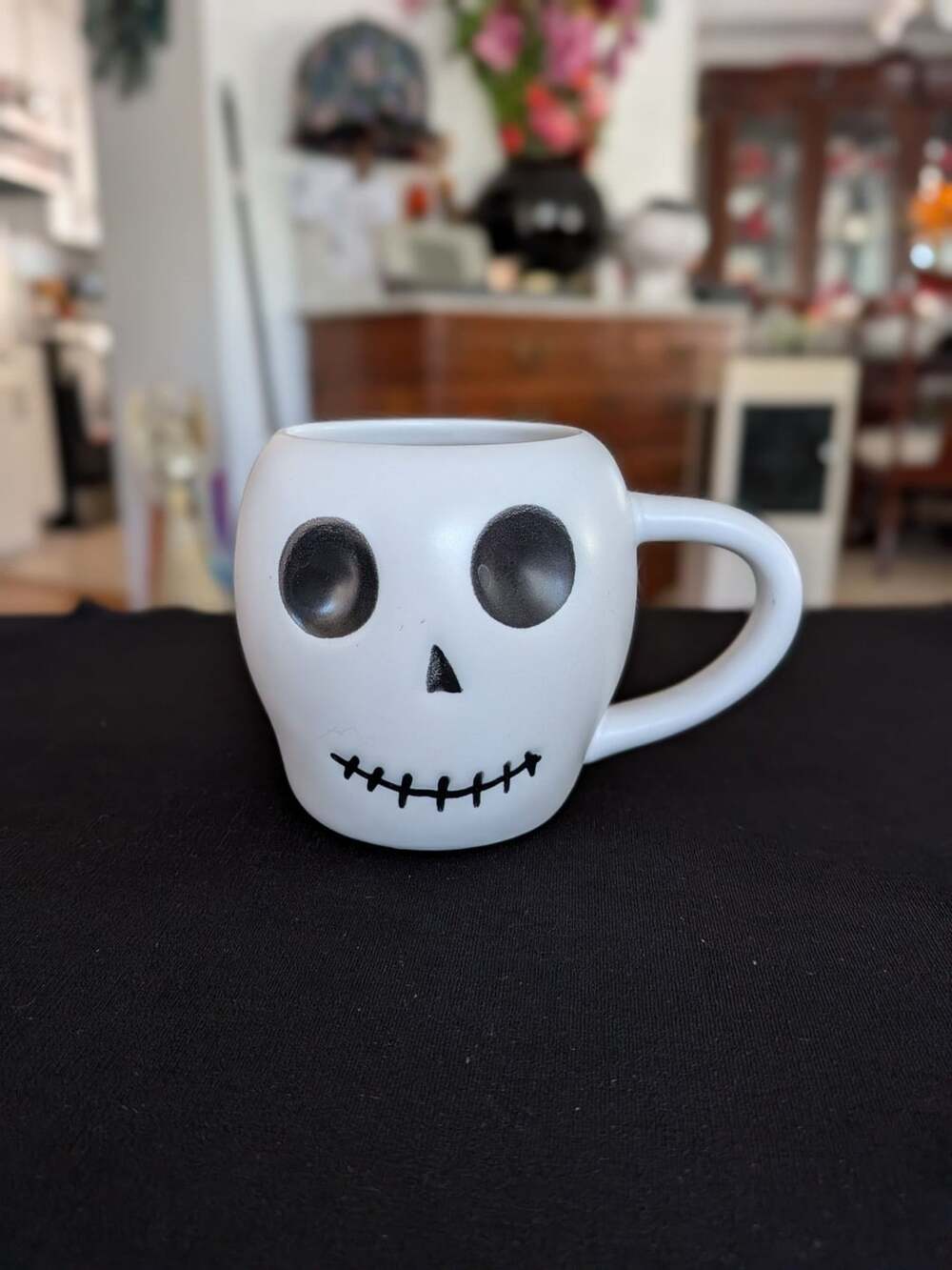 Hyde and Eek Boutique White Skeleton Skull Stoneware Coffee Mug